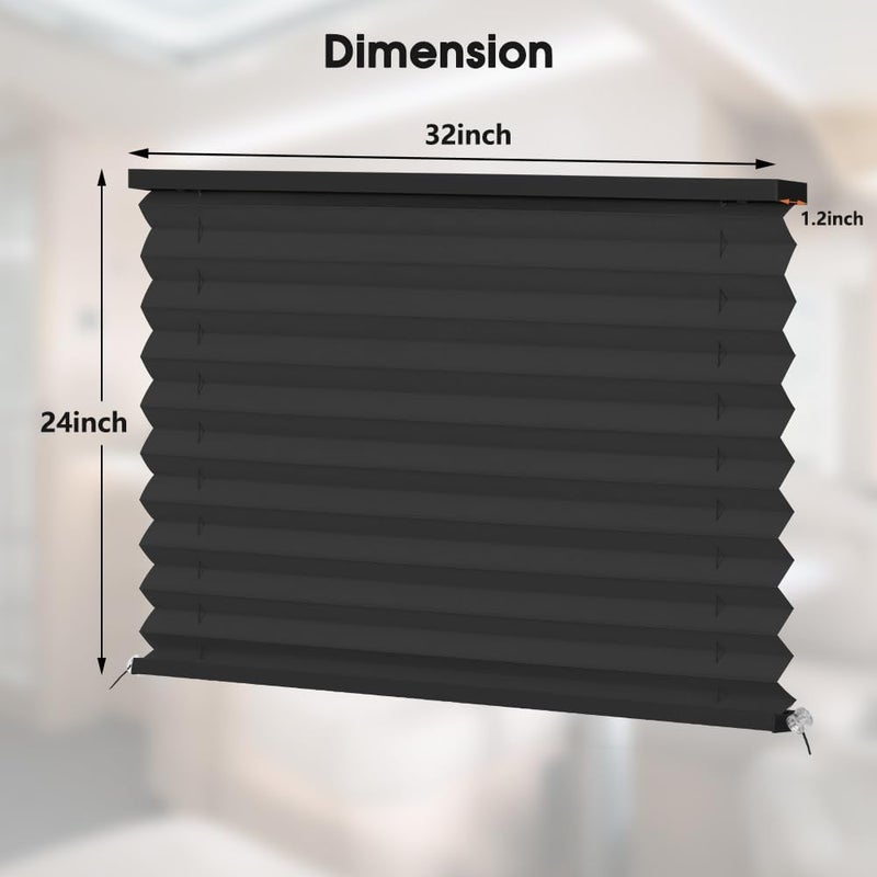 SEEYE RV Blinds, Blackout RV Curtains for Camper Window 32'' W * 24'' L RV Pleated Shades Camper Blinds with Aluminum Foil, RV Accessories Window Coverings for Travel Trailer Window Shade, Black - Image 3